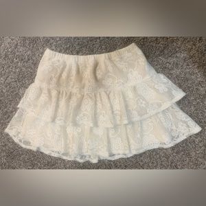 Wet Seal Small Cream Layered Lace Ruffle Mini Skirt